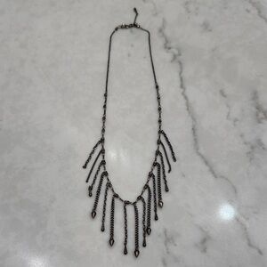 Chan Luu Black Fringe Necklace sterling silver antiqued hematite crystals